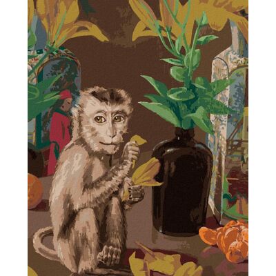 zuty Opice hrajúce sa s lístkami, 40×50 cm, bez rámu a bez vypnutia plátna zuty Opice hrajúce sa s lístkami, 40×50 cm, bez rámu a bez vypnutia plátna