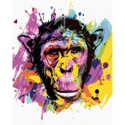 zuty Opica na farebnom pozadí, 40×50 cm, vypnuté plátno na rám zuty Opica na farebnom pozadí, 40×50 cm, vypnuté plátno na rám