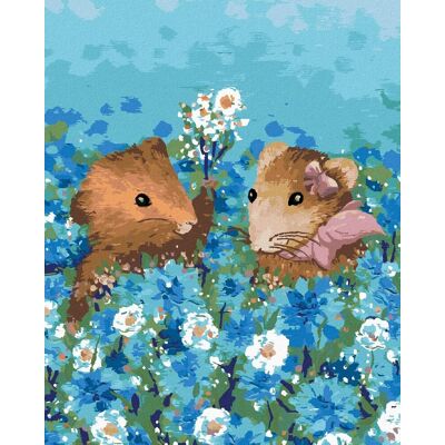 zuty Pár škrečkov v poli, 40×50 cm, vypnuté plátno na rám zuty Pár škrečkov v poli, 40×50 cm, vypnuté plátno na rám