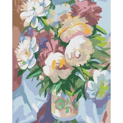 zuty Pivonky v maľovanej váze, 40 × 50 cm, bez rámu a bez napnutého plátna zuty Pivonky v maľovanej váze, 40 × 50 cm, bez rámu a bez napnutého plátna