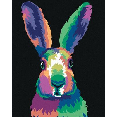 zuty Pop-art králik na čiernom pozadí, 40×50 cm, bez rámu a bez vypnutia plátna zuty Pop-art králik na čiernom pozadí, 40×50 cm, bez rámu a bez vypnutia plátna