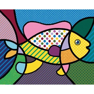 zuty Pop-art ryba, 40×50 cm, vypnuté plátno na rám zuty Pop-art ryba, 40×50 cm, vypnuté plátno na rám