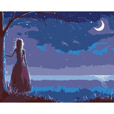 zuty Princezná pozerajúca sa na mesiac, 40 × 50 cm, plátno napnuté na rám zuty Princezná pozerajúca sa na mesiac, 40 × 50 cm, plátno napnuté na rám