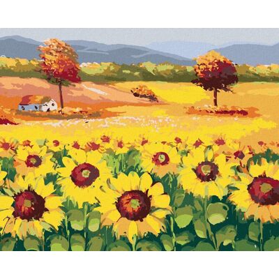 zuty Prekrásne pole plné slnečníc, 40×50 cm, vypnuté plátno na rám zuty Prekrásne pole plné slnečníc, 40×50 cm, vypnuté plátno na rám