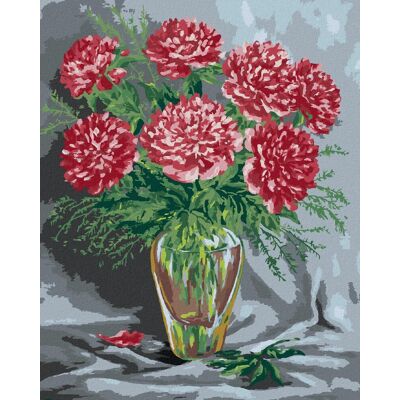 zuty Ružové pivonky v sklenenej váze, 40×50 cm, bez rámu a bez vypnutia plátna zuty Ružové pivonky v sklenenej váze, 40×50 cm, bez rámu a bez vypnutia plátna
