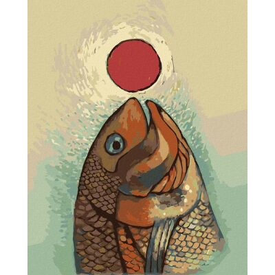 zuty Ryba s červeným kolieskom, 40×50 cm, bez rámu a bez vypnutia plátna zuty Ryba s červeným kolieskom, 40×50 cm, bez rámu a bez vypnutia plátna