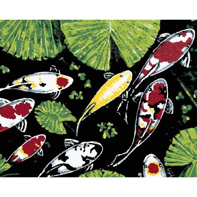 zuty Ryby medzi listami, 40×50 cm, vypnuté plátno na rám zuty Ryby medzi listami, 40×50 cm, vypnuté plátno na rám