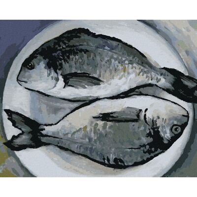 zuty Ryby na tanieri, 40×50 cm, vypnuté plátno na rám zuty Ryby na tanieri, 40×50 cm, vypnuté plátno na rám