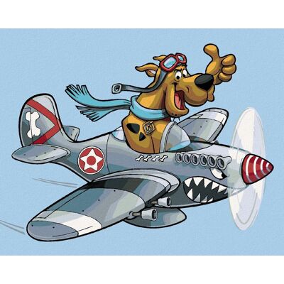 zuty Scooby a lietadlo (Scooby Doo), 40×50 cm, vypnuté plátno na rám zuty Scooby a lietadlo (Scooby Doo), 40×50 cm, vypnuté plátno na rám