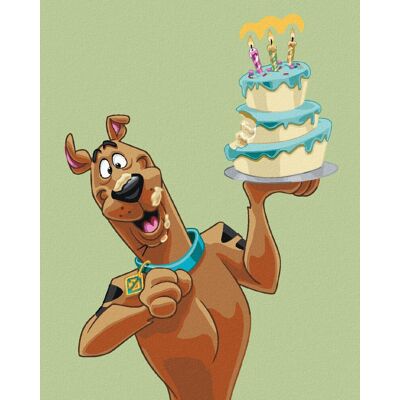 zuty Scooby s narodeninovou tortou (Scooby Doo), 40×50 cm, vypnuté plátno na rám zuty Scooby s narodeninovou tortou (Scooby Doo), 40×50 cm, vypnuté plátno na rám