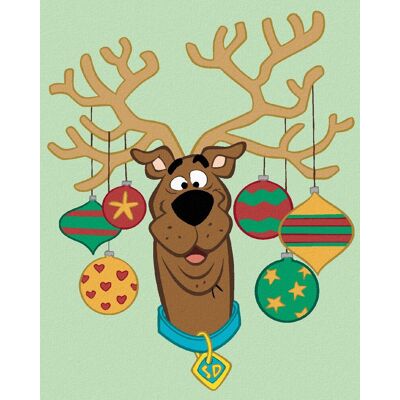 zuty Scooby s parohmi a bankami (Scooby Doo), 40×50 cm, vypnuté plátno na rám zuty Scooby s parohmi a bankami (Scooby Doo), 40×50 cm, vypnuté plátno na rám