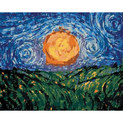zuty Slnko na oblohe podľa Van Gogha, 40×50 cm, bez rámu a bez vypnutia plátna zuty Slnko na oblohe podľa Van Gogha, 40×50 cm, bez rámu a bez vypnutia plátna