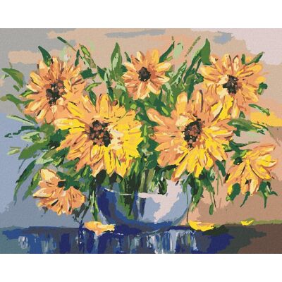 zuty Slnečnice vo váze, 40 × 50 cm, plátno napnuté na rám zuty Slnečnice vo váze, 40 × 50 cm, plátno napnuté na rám