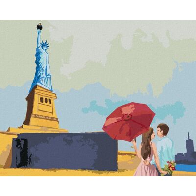 zuty Socha Slobody a zamilovaný pár, 40 × 50 cm, plátno napnuté na rám zuty Socha Slobody a zamilovaný pár, 40 × 50 cm, plátno napnuté na rám