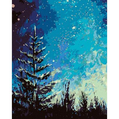 zuty Strom a nočná obloha v lese, 40 × 50 cm, bez rámu a bez napnutia plátna zuty Strom a nočná obloha v lese, 40 × 50 cm, bez rámu a bez napnutia plátna