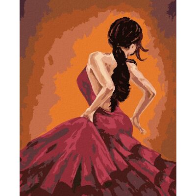 zuty Tanečnica tancujúca flamenco, 40 × 50 cm, plátno napnuté na rám zuty Tanečnica tancujúca flamenco, 40 × 50 cm, plátno napnuté na rám