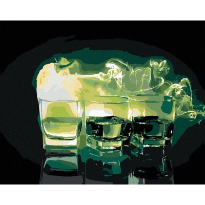 zuty Tri poháre zeleného absinthu, 40×50 cm, bez rámu a bez vypnutia plátna zuty Tri poháre zeleného absinthu, 40×50 cm, bez rámu a bez vypnutia plátna
