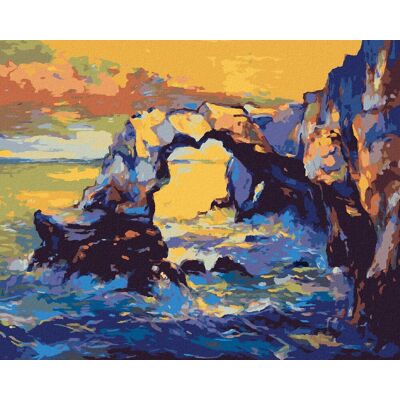zuty Útes nad oceánom, 40×50 cm, bez rámu a bez vypnutia plátna zuty Útes nad oceánom, 40×50 cm, bez rámu a bez vypnutia plátna