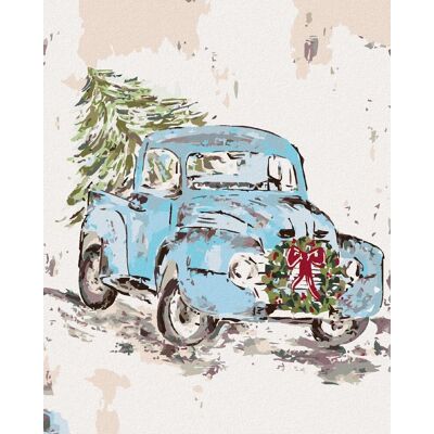 zuty Vianočné auto (Haley Bush), 40 × 50 cm, plátno napnuté na rám zuty Vianočné auto (Haley Bush), 40 × 50 cm, plátno napnuté na rám