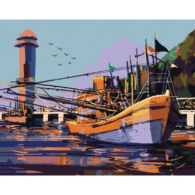 zuty Veľká rybárska loď, 40 × 50 cm, plátno napnuté na rám zuty Veľká rybárska loď, 40 × 50 cm, plátno napnuté na rám