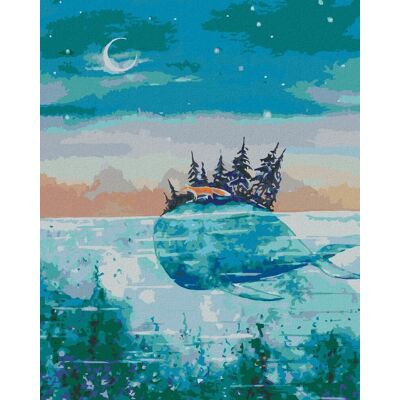 zuty Veľryba a líška cestujú spolu, 40×50 cm, bez rámu a bez vypnutia plátna zuty Veľryba a líška cestujú spolu, 40×50 cm, bez rámu a bez vypnutia plátna