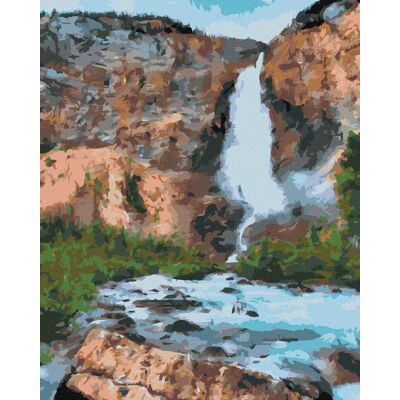 zuty Vodopád v lese, 40×50 cm, bez rámu a bez vypnutia plátna zuty Vodopád v lese, 40×50 cm, bez rámu a bez vypnutia plátna