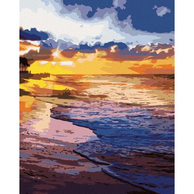zuty Západ slnka na brehu pláže, 40×50 cm, vypnuté plátno na rám zuty Západ slnka na brehu pláže, 40×50 cm, vypnuté plátno na rám