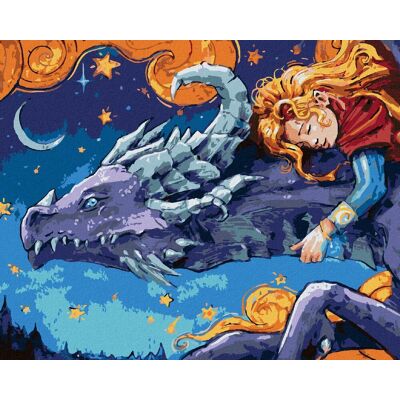 zuty Zlatovláska spiaca na drakovi, 40×50 cm, bez rámu a bez vypnutia plátna zuty Zlatovláska spiaca na drakovi, 40×50 cm, bez rámu a bez vypnutia plátna