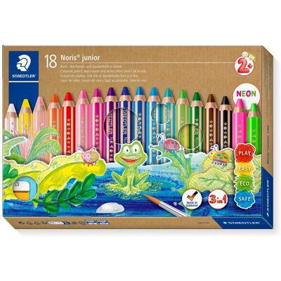 Staedtler Noris junior jumbo 3 v 1 – 18 farieb so štetcom a strúhadlom Staedtler Noris junior jumbo 3 v 1 – 18 farieb so štetcom a strúhadlom