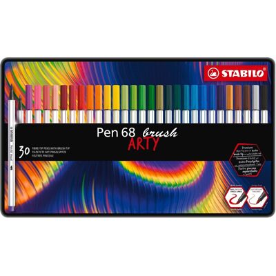 STABILO Pen 68 brush s flexibilným štetcovým hrotom, kovové puzdro 30 farieb STABILO Pen 68 brush s flexibilným štetcovým hrotom, kovové puzdro 30 farieb