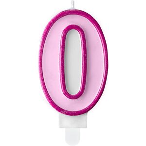 PARTYDECO Sviečka narodeninová, 7 cm, číslica „0", ružová PARTYDECO Sviečka narodeninová, 7 cm, číslica „0", ružová