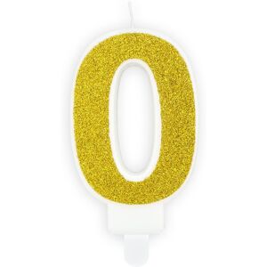 PARTYDECO Sviečka narodeninová, 7 cm, číslica „0", zlatá PARTYDECO Sviečka narodeninová, 7 cm, číslica „0", zlatá