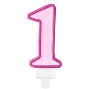 PARTYDECO Sviečka narodeninová, 7 cm, číslica „1", ružová PARTYDECO Sviečka narodeninová, 7 cm, číslica „1", ružová