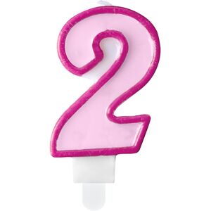 PARTYDECO Sviečka narodeninová, 7 cm, číslica „2", ružová PARTYDECO Sviečka narodeninová, 7 cm, číslica „2", ružová