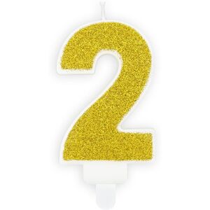 PARTYDECO Sviečka narodeninová, 7 cm, číslica „2", zlatá PARTYDECO Sviečka narodeninová, 7 cm, číslica „2", zlatá