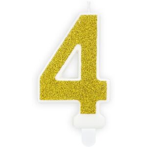 PARTYDECO Sviečka narodeninová, 7 cm, číslica „4", zlatá PARTYDECO Sviečka narodeninová, 7 cm, číslica „4", zlatá