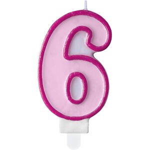 PARTYDECO Sviečka narodeninová, 7 cm, číslica „6", ružová PARTYDECO Sviečka narodeninová, 7 cm, číslica „6", ružová