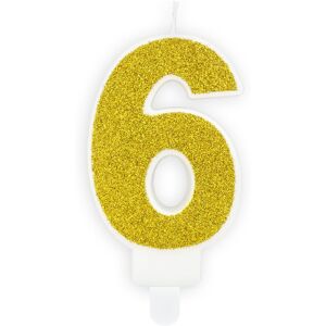 PARTYDECO Sviečka narodeninová, 7 cm, číslica „6", zlatá PARTYDECO Sviečka narodeninová, 7 cm, číslica „6", zlatá