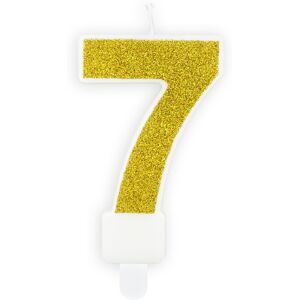PARTYDECO Sviečka narodeninová, 7 cm, číslica „7", zlatá PARTYDECO Sviečka narodeninová, 7 cm, číslica „7", zlatá