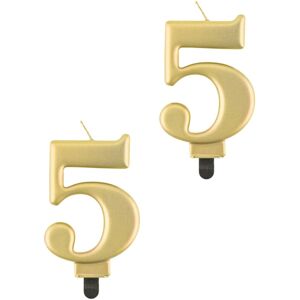 Godan Narodeninová sviečka na tortu – 5 – metalická zlatá – 8 cm – 2 ks Godan Narodeninová sviečka na tortu – 5 – metalická zlatá – 8 cm – 2 ks