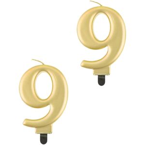Godan Narodeninová sviečka na tortu – 9 – metalická zlatá – 8 cm – 2 ks Godan Narodeninová sviečka na tortu – 9 – metalická zlatá – 8 cm – 2 ks