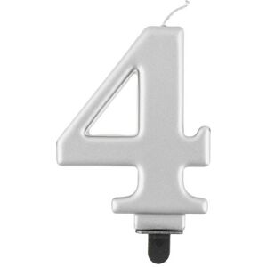 GoDan Narodeninová sviečka na tortu – 4 – metalická strieborná – 8 cm GoDan Narodeninová sviečka na tortu – 4 – metalická strieborná – 8 cm