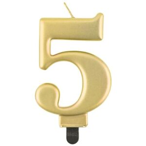 GoDan Narodeninová sviečka na tortu – 5 – metalická zlatá – 8 cm GoDan Narodeninová sviečka na tortu – 5 – metalická zlatá – 8 cm