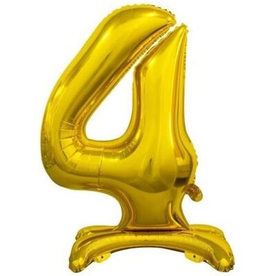 GoDan Balón fóliový číslice zlaté na podstavci , 74 cm – 4 GoDan Balón fóliový číslice zlaté na podstavci , 74 cm – 4