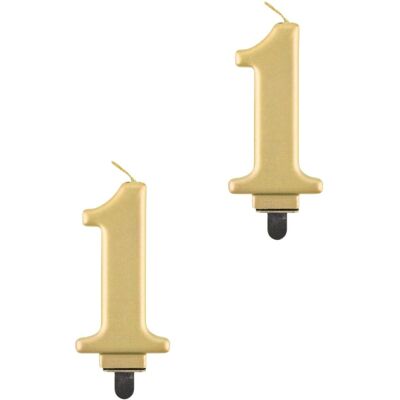Godan Narodeninová sviečka na tortu – 1 – metalická zlatá – 8 cm – 2 ks Godan Narodeninová sviečka na tortu – 1 – metalická zlatá – 8 cm – 2 ks