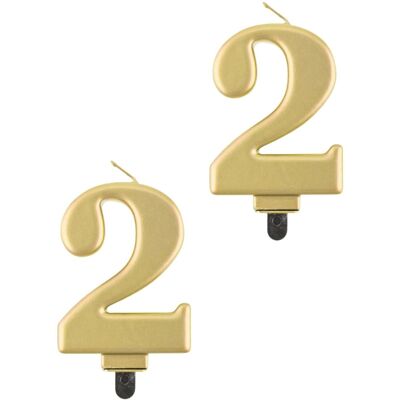 Godan Narodeninová sviečka na tortu – 2 – metalická zlatá – 8 cm – 2 ks Godan Narodeninová sviečka na tortu – 2 – metalická zlatá – 8 cm – 2 ks