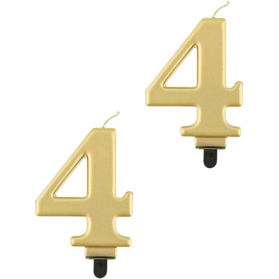 Godan Narodeninová sviečka na tortu – 4 – metalická zlatá – 8 cm – 2 ks Godan Narodeninová sviečka na tortu – 4 – metalická zlatá – 8 cm – 2 ks