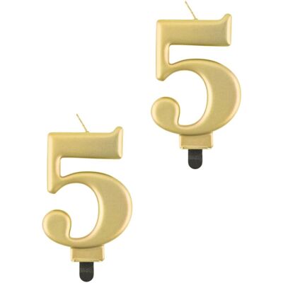 Godan Narodeninová sviečka na tortu – 5 – metalická zlatá – 8 cm – 2 ks Godan Narodeninová sviečka na tortu – 5 – metalická zlatá – 8 cm – 2 ks