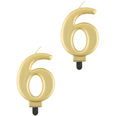 Godan Narodeninová sviečka na tortu – 6 – metalická zlatá – 8 cm – 2 ks Godan Narodeninová sviečka na tortu – 6 – metalická zlatá – 8 cm – 2 ks