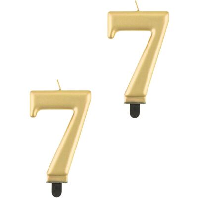 Godan Narodeninová sviečka na tortu – 7 – metalická zlatá – 8 cm – 2 ks Godan Narodeninová sviečka na tortu – 7 – metalická zlatá – 8 cm – 2 ks